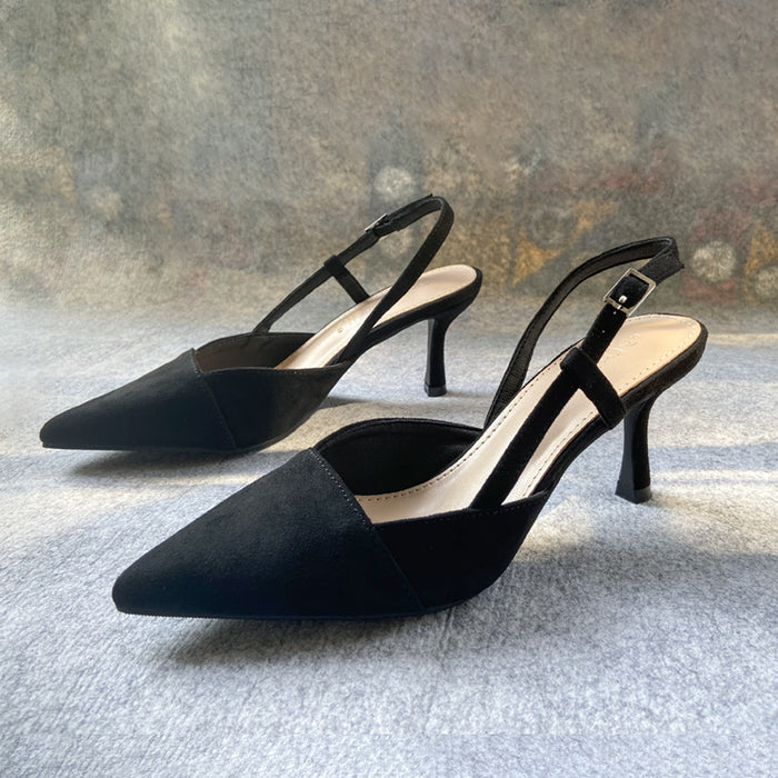 Tacones altos Mujer Zapatos individuales de ante negro con hebilla